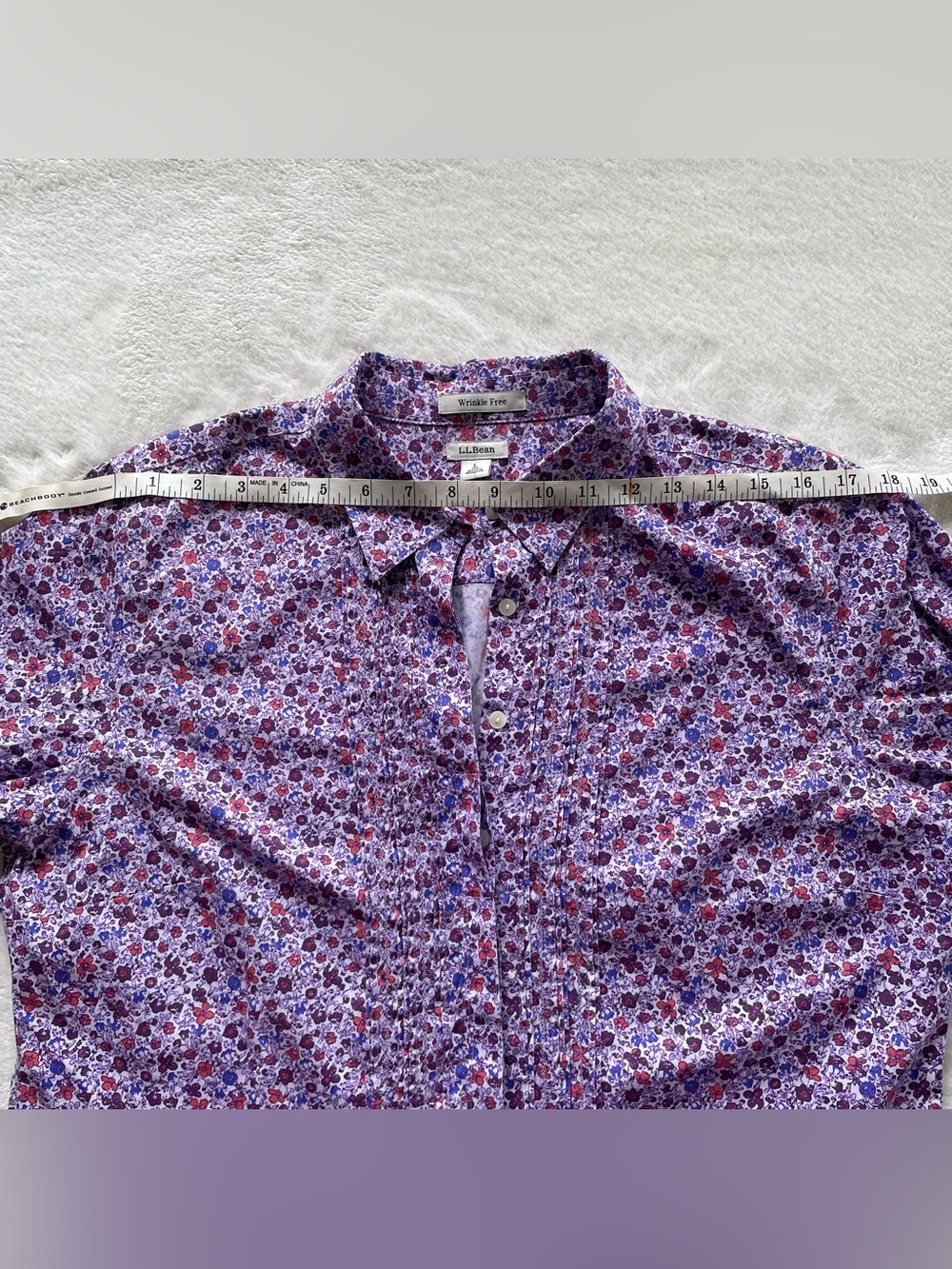 L.L. Bean Purple Floral Button-Down Shirt - Picture 9 of 12